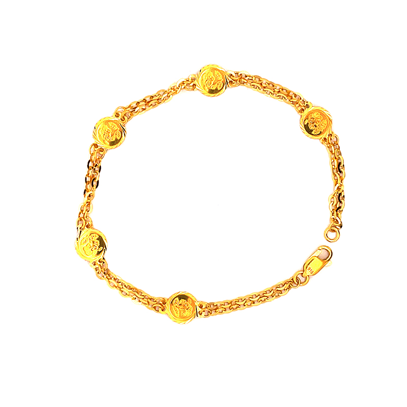 22K Yellow Gold Bracelet with coin design
